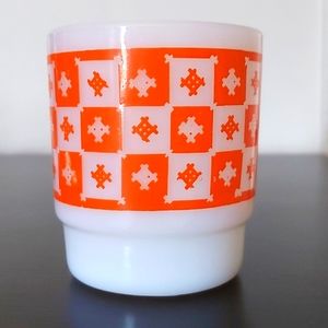 Vintage Fire King Anchor Hocking Orange Pattern Mug